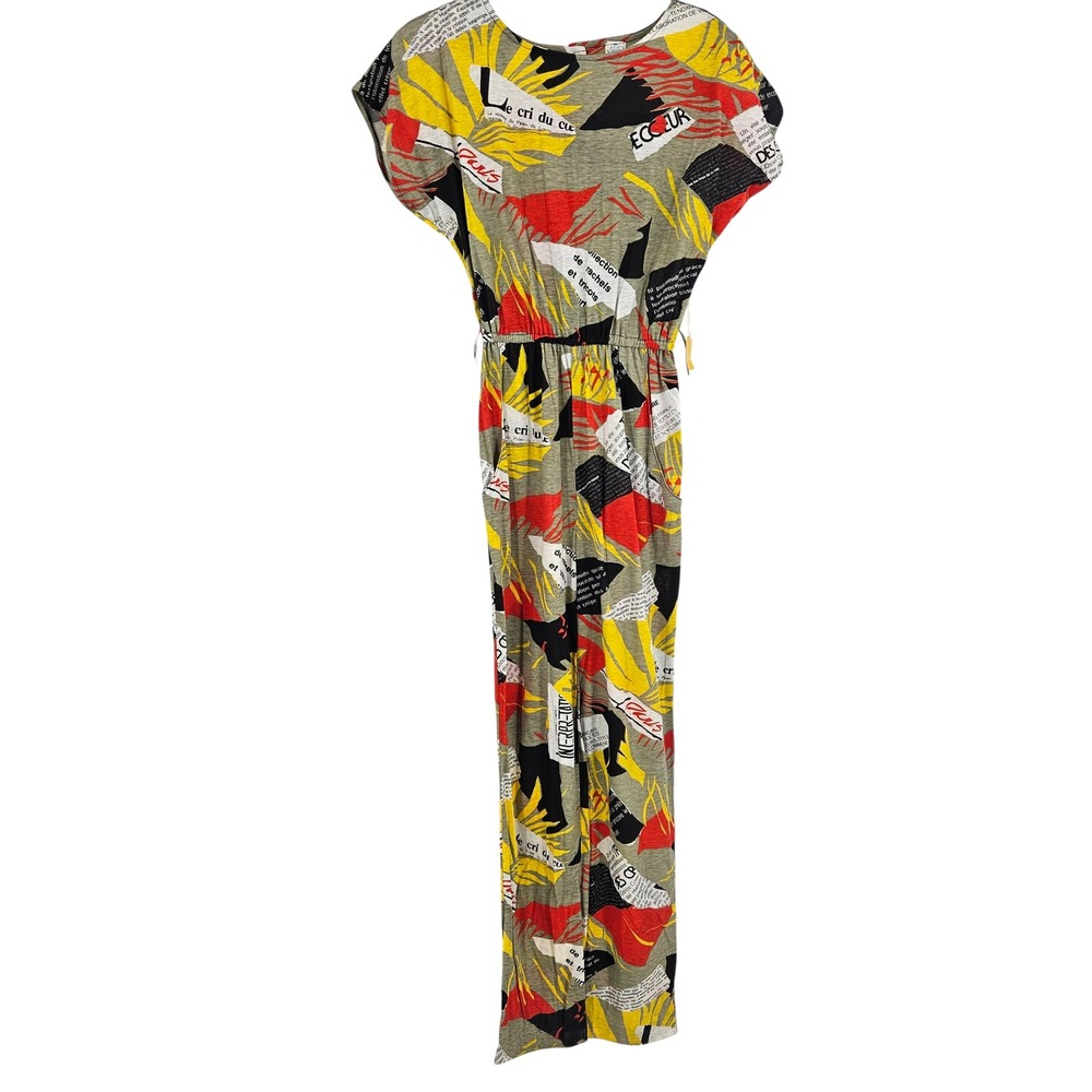 Vintage 80s Union Newsprint Graphic Jumpsuit Art Wear Street Style Pop Art 5/6